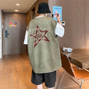 直播美式麂皮绒宽松背心无袖t恤短裤大码两件套套装 TZ94-P58图片
