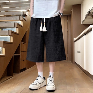 夏季纯棉超宽松七分裤男纯棉纯色男士休闲裤潮大码A266-KZ880-P56图片