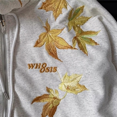 春秋美式复古枫叶刺绣卫衣男女生小众设计感休闲潮百搭开衫外套，女装短外套，星座302B-2