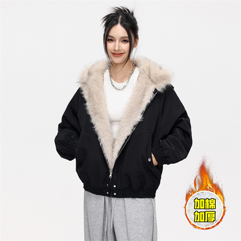 现货高品质美式高街冬季重磅硬挺短款座山雕毛领棉衣男女加厚外套，男装棉衣，电商A486