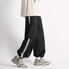 美式ins复古潮牌休闲裤男女宽松百搭痞帅条纹运动束脚裤BE522-P42，男装休闲裤，星座1008-2