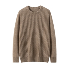 2025年秋季时尚百搭通勤简约休闲竖条圆领羊绒衫，男装羊绒套衫，朝思纯山羊绒