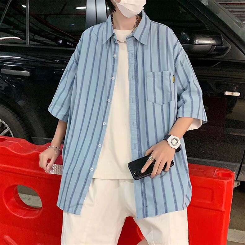 短袖衬衫春款男港风潮流弹力CS13P31图片