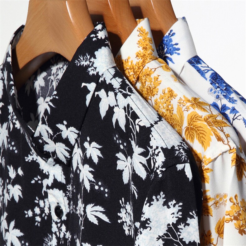 春秋款男士时尚碎花长袖衬衫男薄款翻领上衣青年男士休闲潮流衬衣,男装衬衫,电商B212（原钱塘6029）