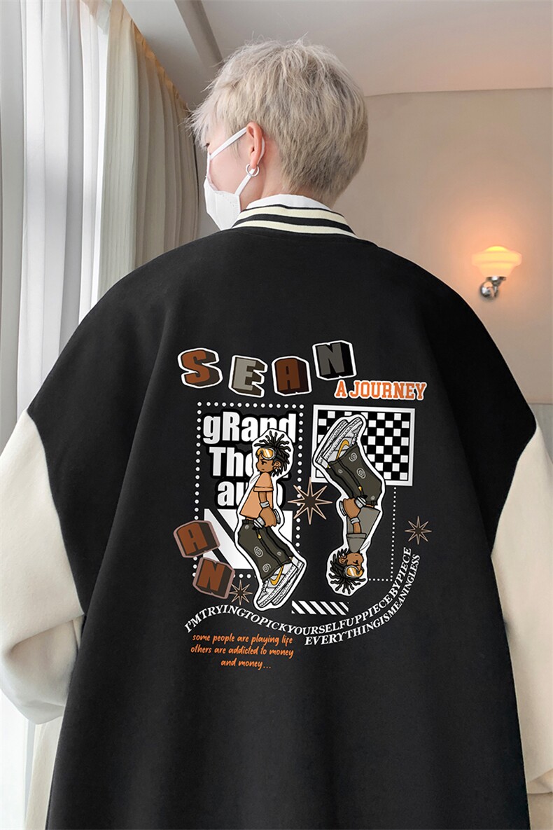 摇粒绒棒球服男大码开衫卫衣男夹克BF86282-P65,男装夹克,电商A040