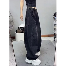 复古牛仔裤男春秋新款拼接设计感痞帅直筒弯刀裤N248，男装牛仔裤，星座1116A（原606A-3）