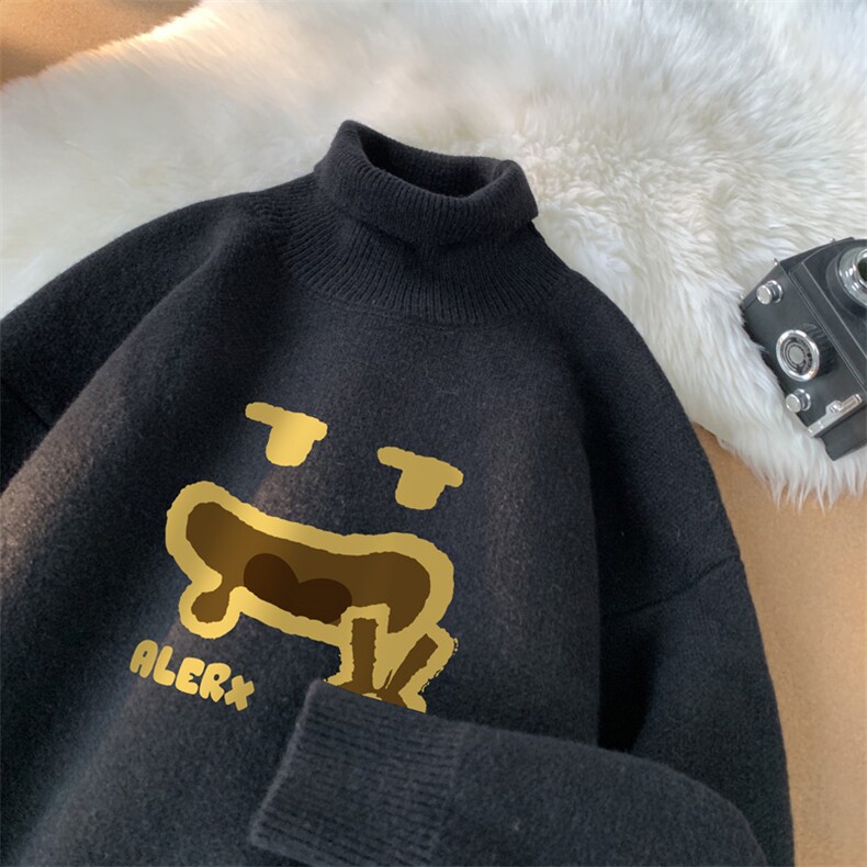 高质量！秋冬季高领毛衣加绒加厚翻领针织衫男毛衣FL548-特P38图片
