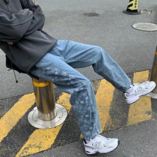 腰果花牛仔裤男潮牌直筒宽松潮牌老爹裤子束脚九分ins高街k780-45，男装牛仔裤，星座1008
