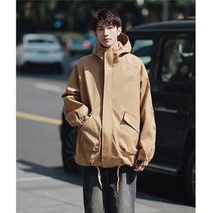 2026春装新款多乐棉连帽宽松外套冲锋衣夹克 JK1188/P105 咖啡图片