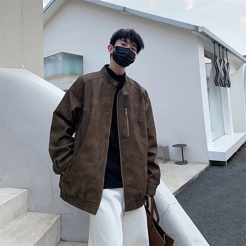 美拉德哑光皮衣铆钉装饰皮衣夹克上衣男士上衣225--JK601-P105,男装夹克,星座225-2