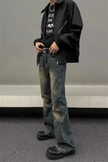 美式ins高街hiphop微喇重工艺水洗复古蓝牛仔裤货号K2322-1P60，男装牛仔裤，电商A063