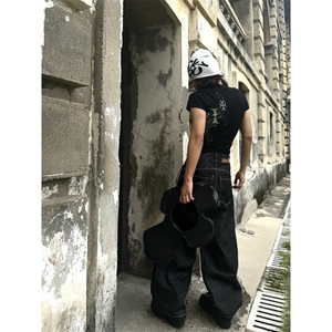 WE1951-P52 丹宁原牛飞机扣baggy廓形弯刀牛仔裤图片