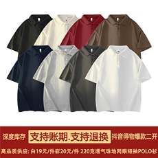 得物抖音二开珠地网眼透气面料纯色宽松短袖T恤翻领POLO衫PL09，男装T恤，电商A486