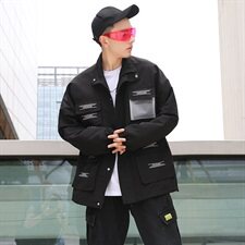 709-JK58-P9020秋装新款情侣立领夹克宽松印花工装外套男潮，男装夹克，星座709