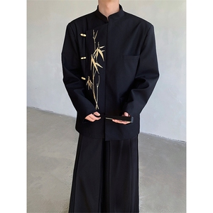现货 25品质竹节扣刺绣礼服新中式金竹立领西服男女同款xz97-p128图片