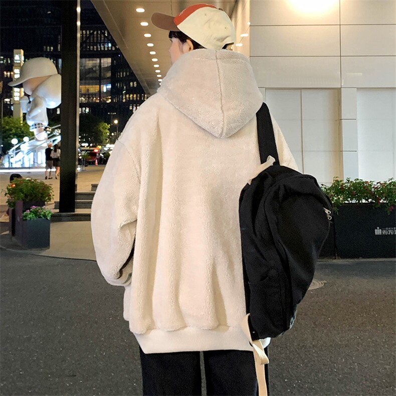2023秋冬中性羊羔绒上衣潮保暖连帽卫衣外套男女985-P90控价128,男装卫衣,电商A441-1