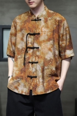 新中式提花风潮T恤短袖民族服饰盆扣汉服时尚唐装T2411-P58，男装T恤，电商A227