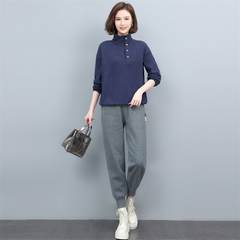 套装加绒运动套装女2022年新款休闲时尚卫衣洋气品牌减龄两件,女装套装/套裙,涵誉