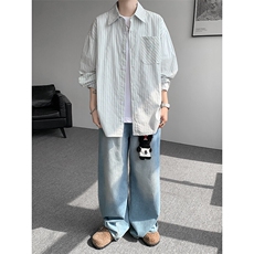 新款CS7145-P46特控78大码高品质美式刺绣笑脸衬衫外套防晒衣，男装衬衫，电商D232