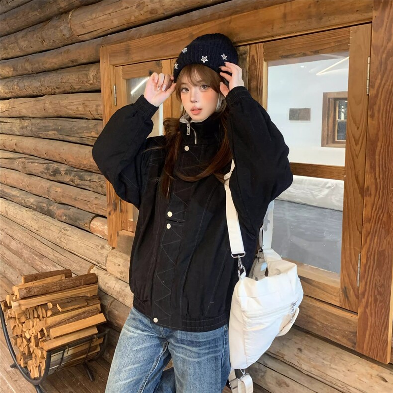 Amoeba美式复古原创立领座山雕工装夹克冬季男女宽松加厚棉服外套,男装夹克,星座506A