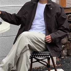 JK733-M-3XL-特P52-现货！美式复古哈灵顿夹克翻领撞色外套，男装夹克，星座1811B