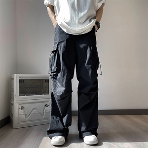 夏季设计感小众hiphop宽松直筒拖地裤美式机能工装裤男 K7193-P42图片