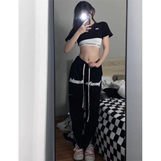 DA20-P45韩版复古宽松直筒休闲裤男士潮流新款运动裤-网图现货，男装休闲裤，星座603-2