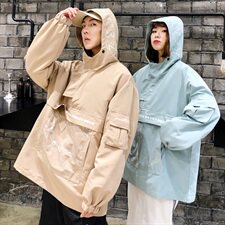 709-JK31-P9020秋款情侣宽松字母印花透明大口袋连帽夹克，男装夹克，星座709