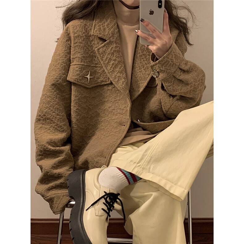 中性风黄底美式夹克女潮牌夹克男情侣大码M-5XL外套女JK8748P95控,男装夹克,星座227-7
