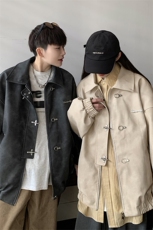 港风夹克男大码M-5XL夹克情侣男女水洗雪花皮衣男JK8741P130控168，男装皮衣，星座227-7