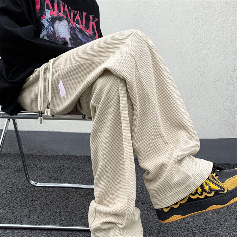 华夫格休闲长裤C2062-TP35控价48秋季男ins个性裤绳直筒休闲裤,男装休闲裤,电商A102-1