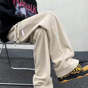 华夫格休闲长裤 C2062-TP35 控价48 秋季男ins个性裤绳直筒休闲裤图片