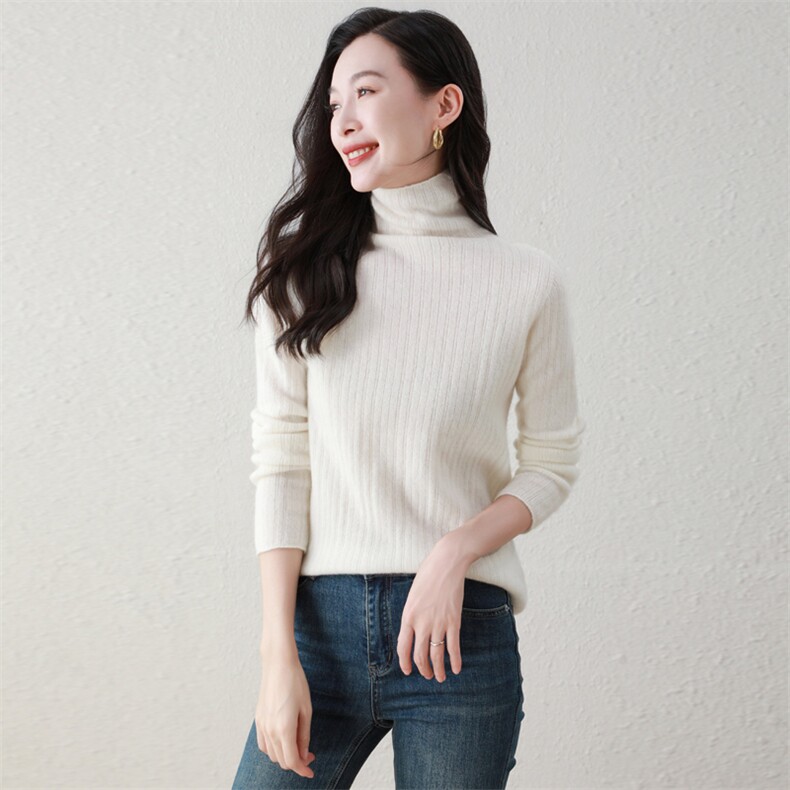 100%纯山羊绒秋冬新款套头纯色百搭款高领羊绒衫，女装羊绒衫，阿舍尔精品