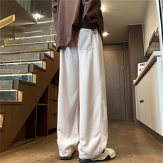 2025秋冬麂皮绒宽松潮牌男拼接休闲裤裤脚抽绳K6733/特P30杏色5，男装休闲裤，电商A094
