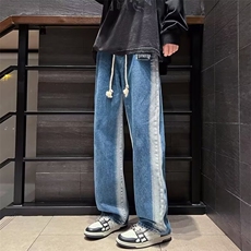 美式vibe水洗牛仔裤男潮牌ins高街宽松大码秋季阔腿裤子N124/P45，男装牛仔裤，星座506