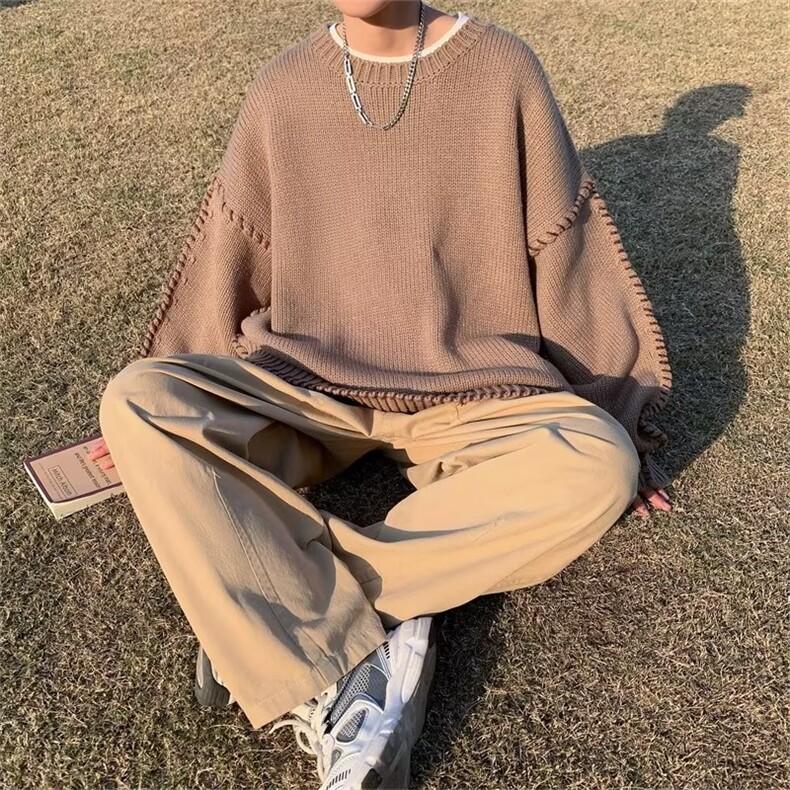 毛衣男港味2023秋季复古日系针织衫M226P55,男装针织衫/毛衣,星座1116-2