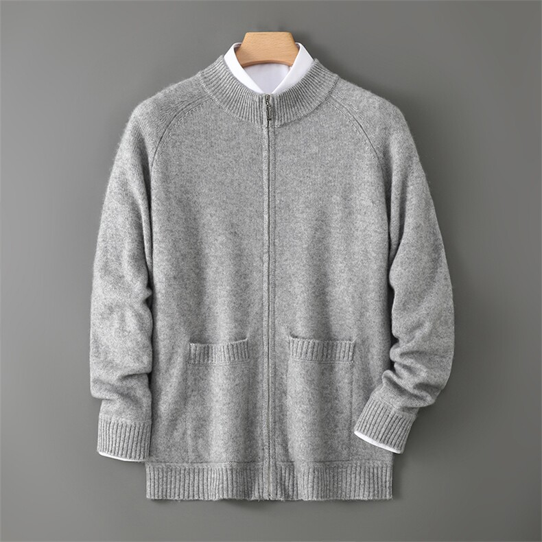 2025时尚百搭通勤简约休闲插肩开衫，男装羊绒开衫，蒙亿羊绒