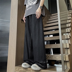 美式高街腰口袋倒装设计感阔腿牛仔裤子潮牌痞帅炸街男vibe直筒裤，男装牛仔裤，星座505-2（原电商A260-1)