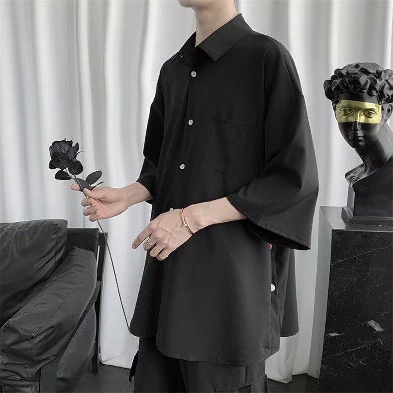 五分袖衬衫春款男港风潮流C00006P32,男装衬衫,星座1116-2