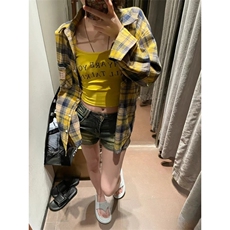 TC676-p45港风复古vintage格子衬衫街头bf风慵懒风衬衣开衫，女装衬衫，星座617A-2