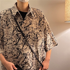 日系五分袖春夏季新款衬衫潮流慵懒男方领宽松型衬衫AC61P27，男装衬衫，星座1116-2
