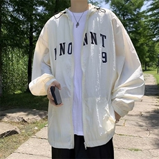 防晒衣男韩版潮流字母印花连帽个性帅2023夏季薄款外套W4885-P38，男装防晒衣，星座412-3