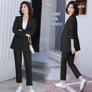 西装套装女薄款2025春夏时尚职业休闲网红西服洋气减龄两件套超火图片