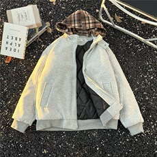 2025棉衣毛呢夹棉棉衣可拆卸帽棒球服外套男女百搭休闲拉链卫衣，男装棉衣，星座601-1