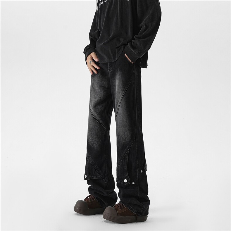 A421-NK22111-现货库存-结构拼接直筒牛仔裤TP53，男装牛仔裤，电商A421