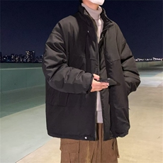 复古立领加厚棉衣男冬季潮牌纯色面包服cityboy情侣外套V5126-p88，男装棉衣，星座1008-1