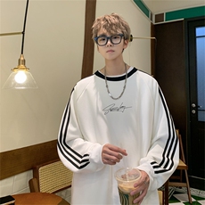 美式三杠条纹复圆领卫衣秋冬男女宽松长袖SW24621-P45控6850棉，男装卫衣，电商B370