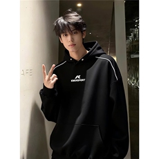 现货美式加绒高街纽扣设计连帽卫衣W65/P48，男装卫衣，星座205-3