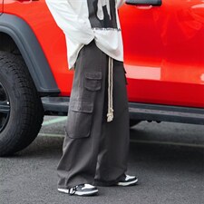春秋季ins潮牌高街休闲阔腿裤美式复古多口袋工装裤男K4631-P42，男装休闲裤，星座512-2