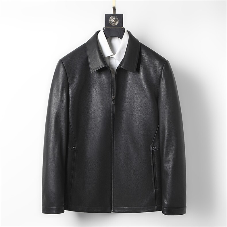 K-Z22137翻领绵羊皮修身皮夹克男士外套皮衣秋冬P700，男装皮衣，电商B360